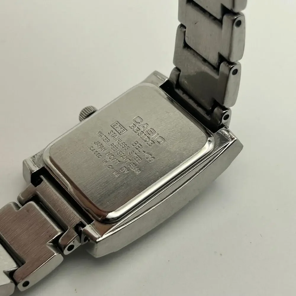 Casio Beside BEL-100 Silver-tone Stainless Steel Watch Working New Battery